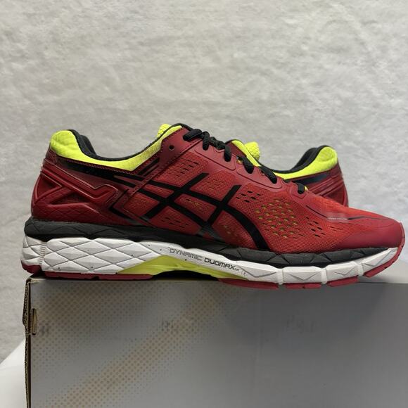 Asics Running Shoes Gel Kayano 22 Red  Black Yellow Sneakers T547N-2490 Size 10